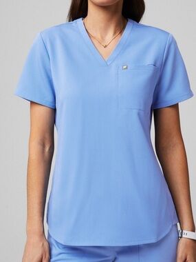 Fabletics Light Blue V-Neck Scrub Top